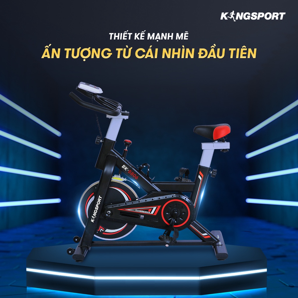 Xe đạp tập thể dục tại nhà Kingsport BK-5806 tải trọng tối đa 150kg, tích hợp đồng hồ thông minh đo các thông số khi tập