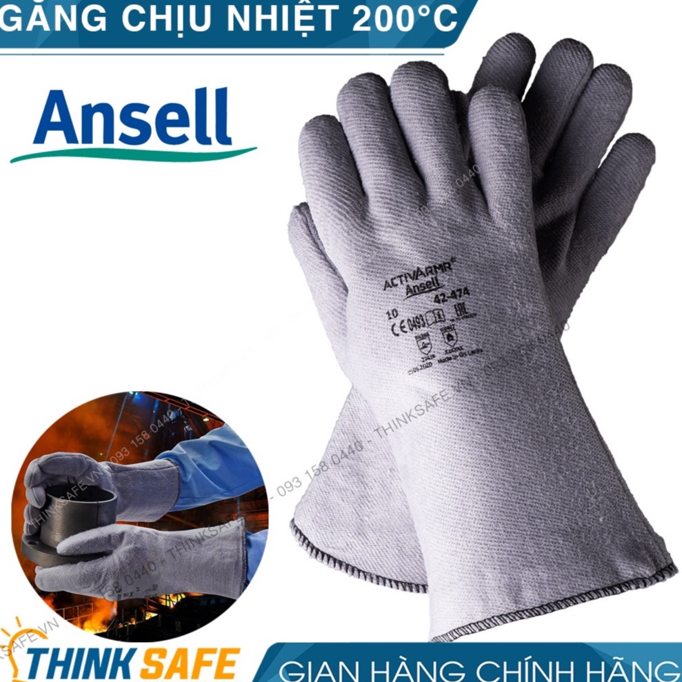 Găng tay chịu nhiệt ANSELL 42-474 bao tay chịu nhiệt 204°C chuyên dùng cầm lò nướng, tao tác cơ khí nóng - Thinksafe