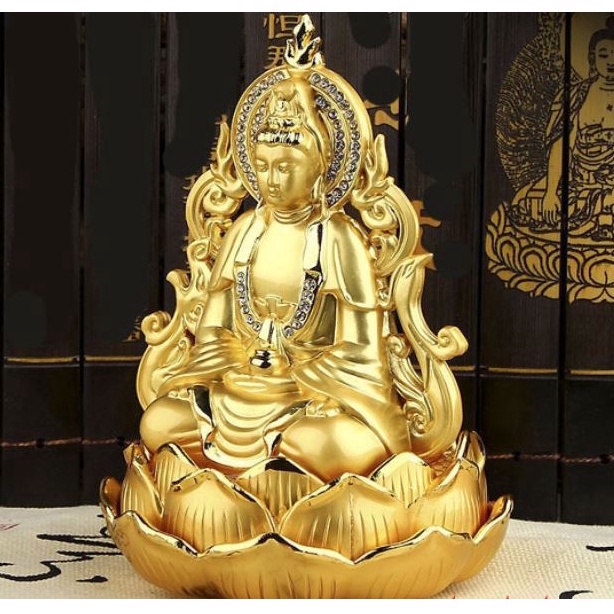 Tượng Phật Quan Âm Trang Trí Xe Ô Tô , Tượng Phật Bà Dát Vàng Chất Lượng Cao