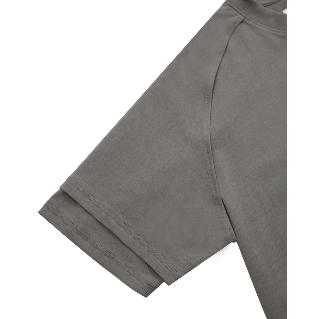 Áo thun màu xám đậm cotton tay ngắn phối 2 tay Dimoir