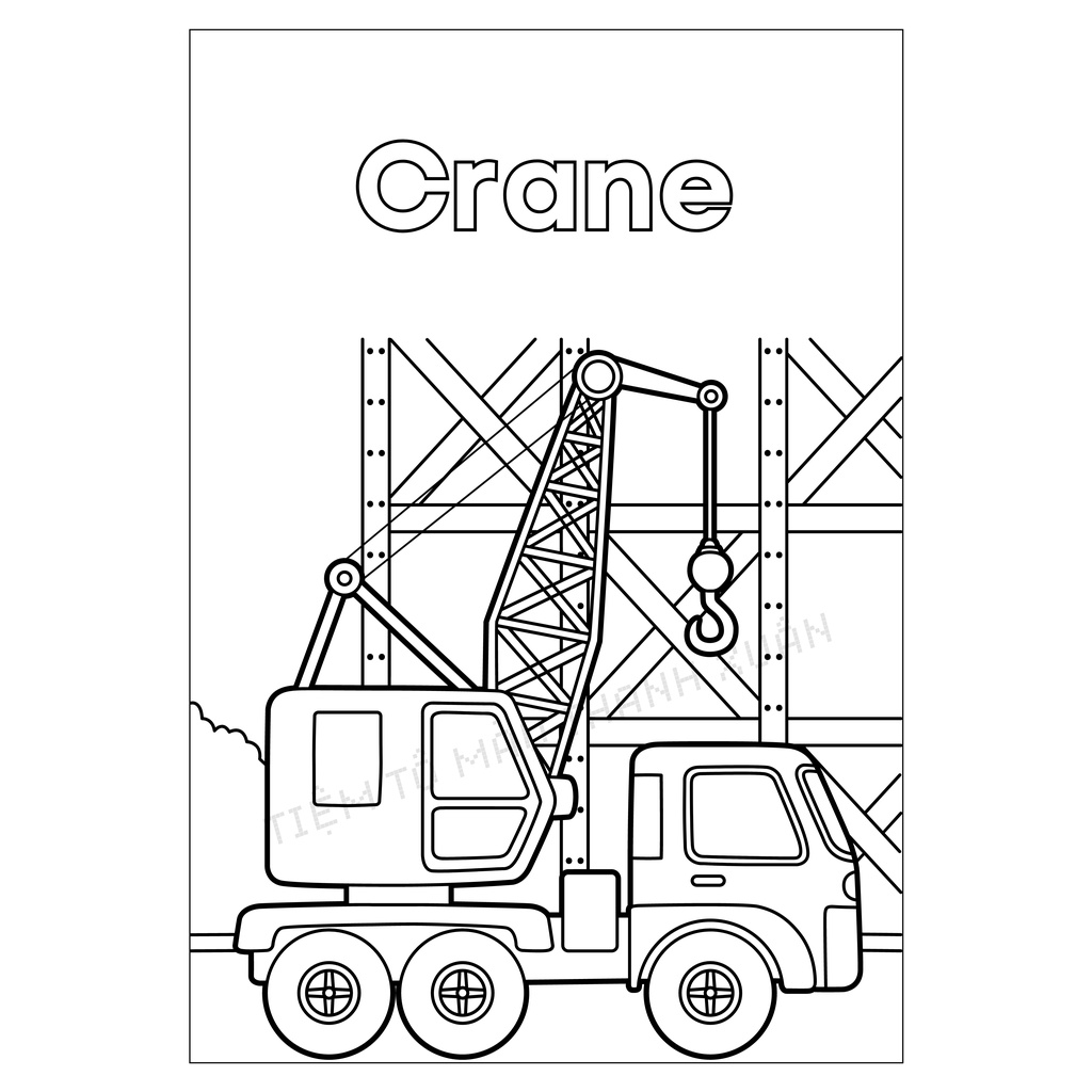 Set 30 Tờ Tranh Tô Màu Các Loại Xe Có Từ Tiếng Anh Cho Bé Size A5 Màu Sáp, Màu Chì - Tiệm Tô Màu Thanh Xuân