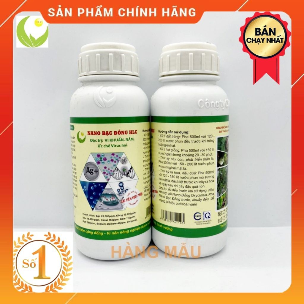 NANO BẠC ĐỒNG 500ML - PHÒNG VÀ TRỊ VI KHUẨN, NẤM BỆNH HẠI CÂY TRỒNG, DỪNG BỆNH SAU 1 LẦN PHUN, HOÀN TOÀN AN TOÀN