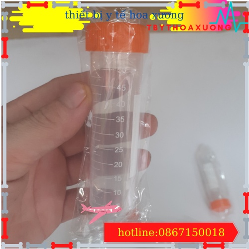 Túi 50 Ống Falcon 50ml - Ống Ly Tâm 50ml Nắp Vặn, Đáy Nhọn Tiệt Trùng Từng Cái