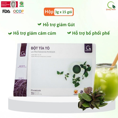Hộp Bột Tía Tô Quảng Thanh gói nhỏ 15x3g - Bổ phổi phế - Hỗ trợ giảm cảm, ho - Cân bằng độ ẩm cho da khô và dầu