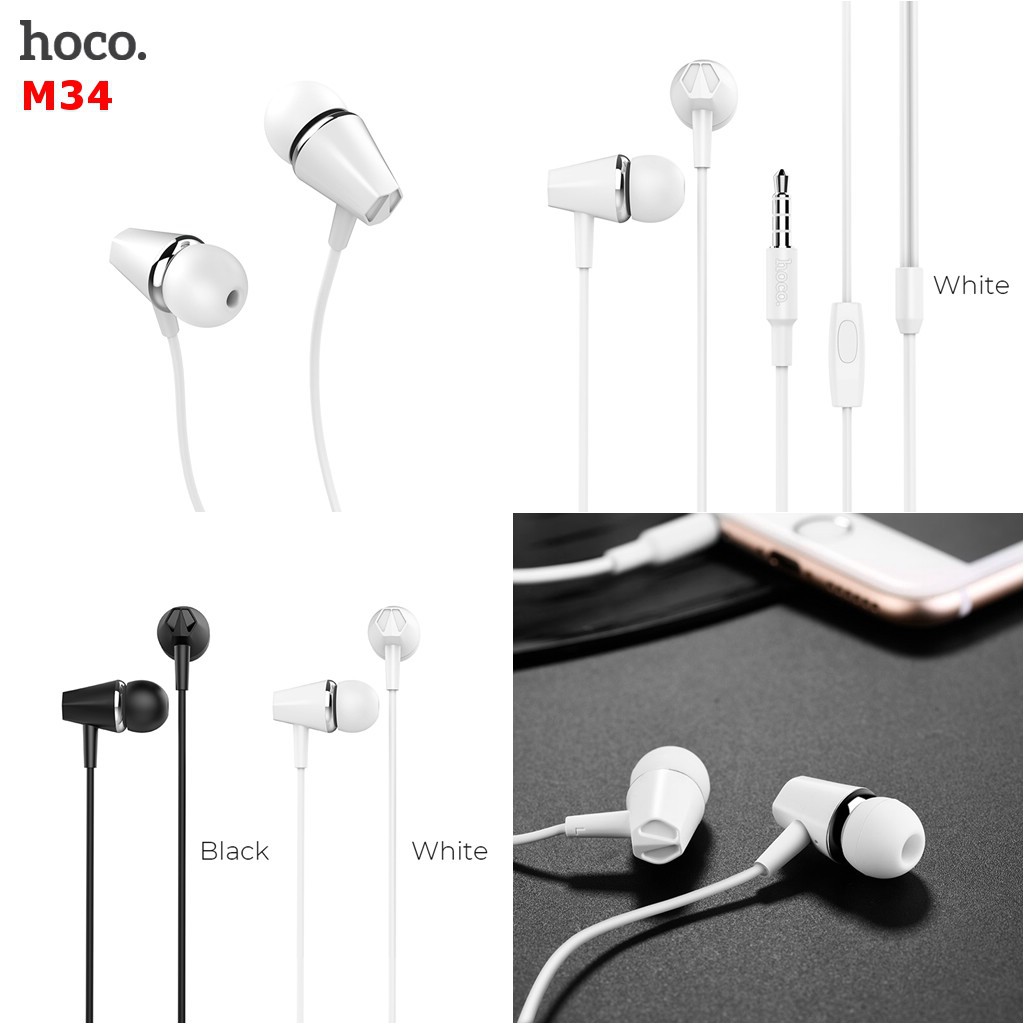 Tai nghe nhét tai In-Ear chính hãng HOCO âm thanh hay - Tai nghe giá rẻ có dây kèm MIC và nút điều khiển, jack 3.5 mm