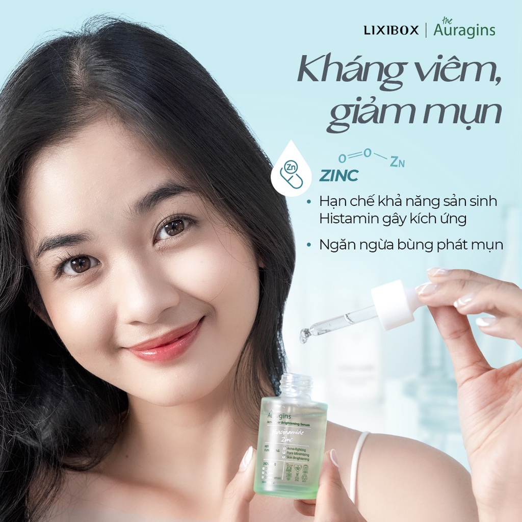 Tinh Chất Giảm Thâm The Auragins 10% Niacinamide + 1% Zinc Acne Clear Serum