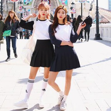 Chân váy xếp ly tennis ngắn dáng xòe hàn quốc SAVVY skirt cao cấp màu trắng đen