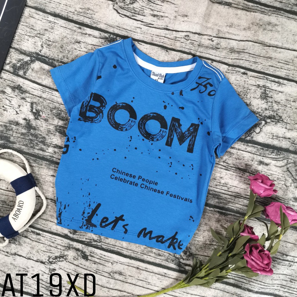 [COTTON 4 CHIỀU] Áo thun tay ngắn bé trai in PLASTISOL thun cotton mềm và mịn AT19