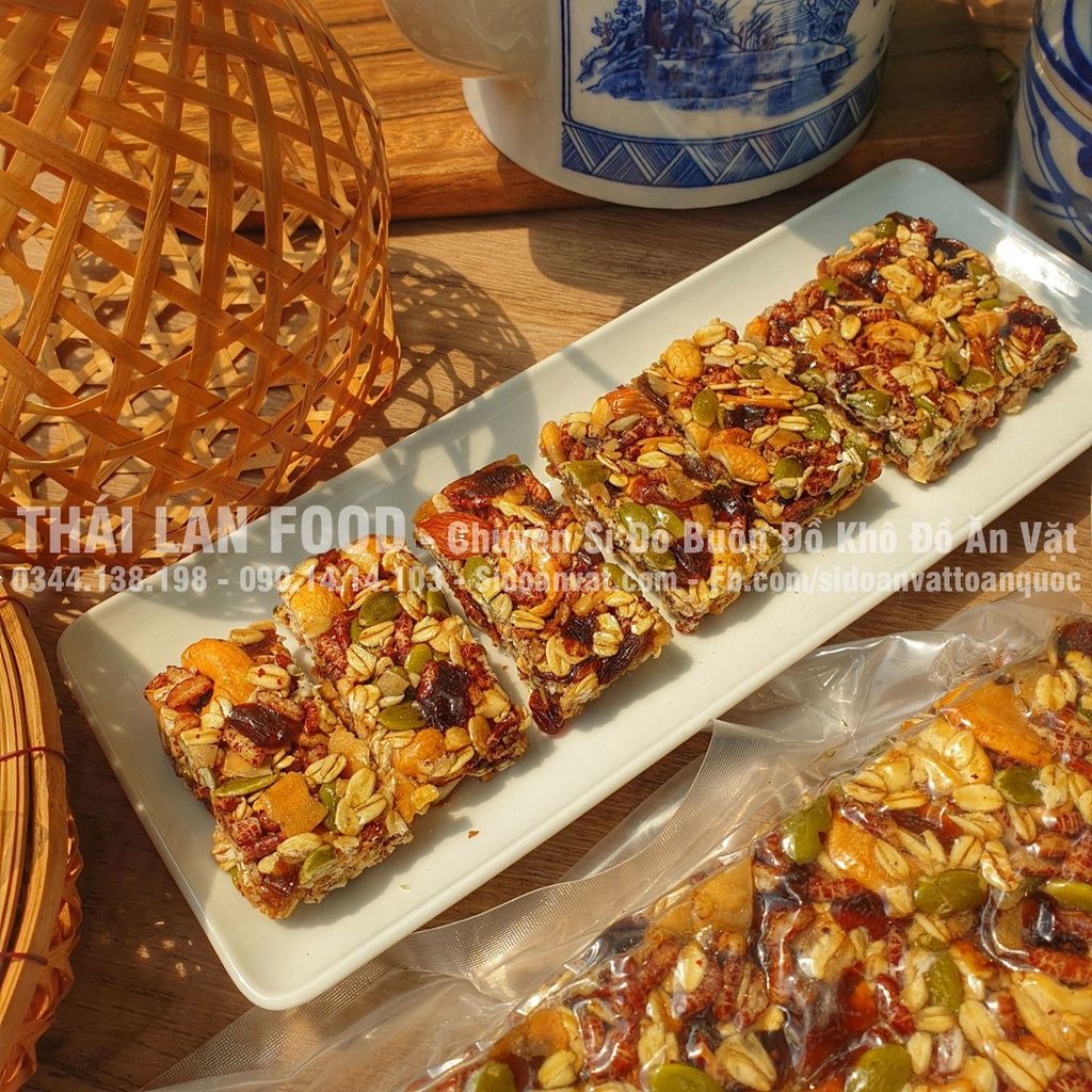 Thanh Ngũ Cốc Gạo Lứt Chà Bông Rong Biển Granola Bar - Ăn Kiêng - Túi Hút Chân Không 1Kg