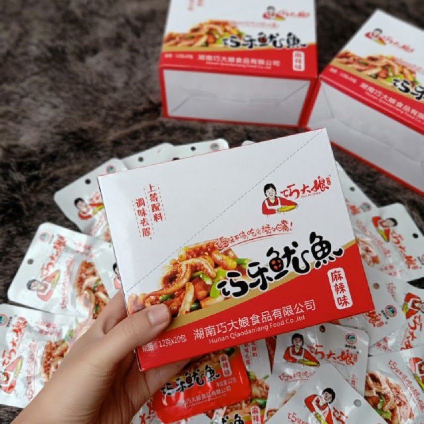 [ Siêu ngon ] Râu mực cay/ râu mực xào cay món ăn vặt giải trí đã nghiền hộp 20 gói