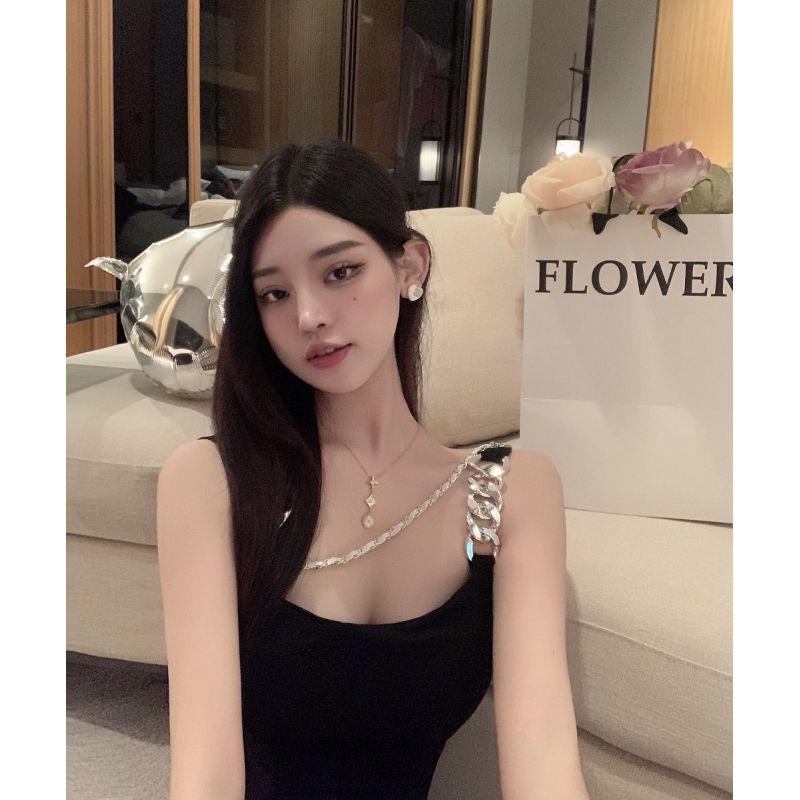 Bán Chạy!F &amp; X Áo Hai Dây Ngắn Màu Trơn Phong Cách Mới Quyến Rũ Thời Trang Mùa Hè Cho Nữ Niche