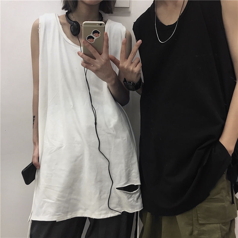 Áo Thun Không Tay Dáng Rộng Phong Cách Hip Hop Thời Trang Harajuku 16540 Dành Cho Nam Và Nữ