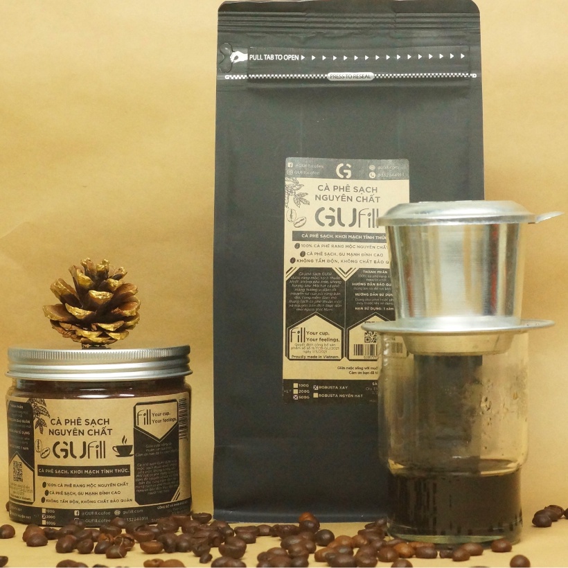 [Gift] Cà phê sạch nguyên chất GUfoods - 100% Robusta Đăk Lăk rang mộc - Gu mạnh đỉnh cao - Dạng bột, 250g