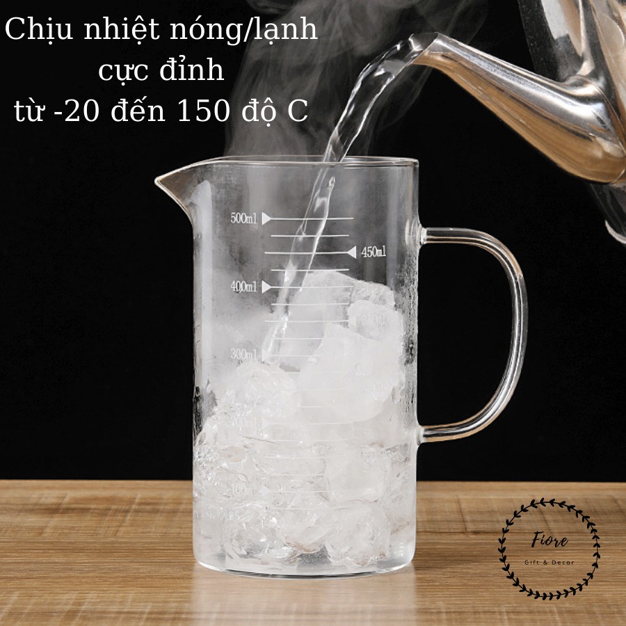 Cốc thủy tinh - cốc thủy tinh chia vạch - dùng pha trà, cafe, pha sữa bột cho bé