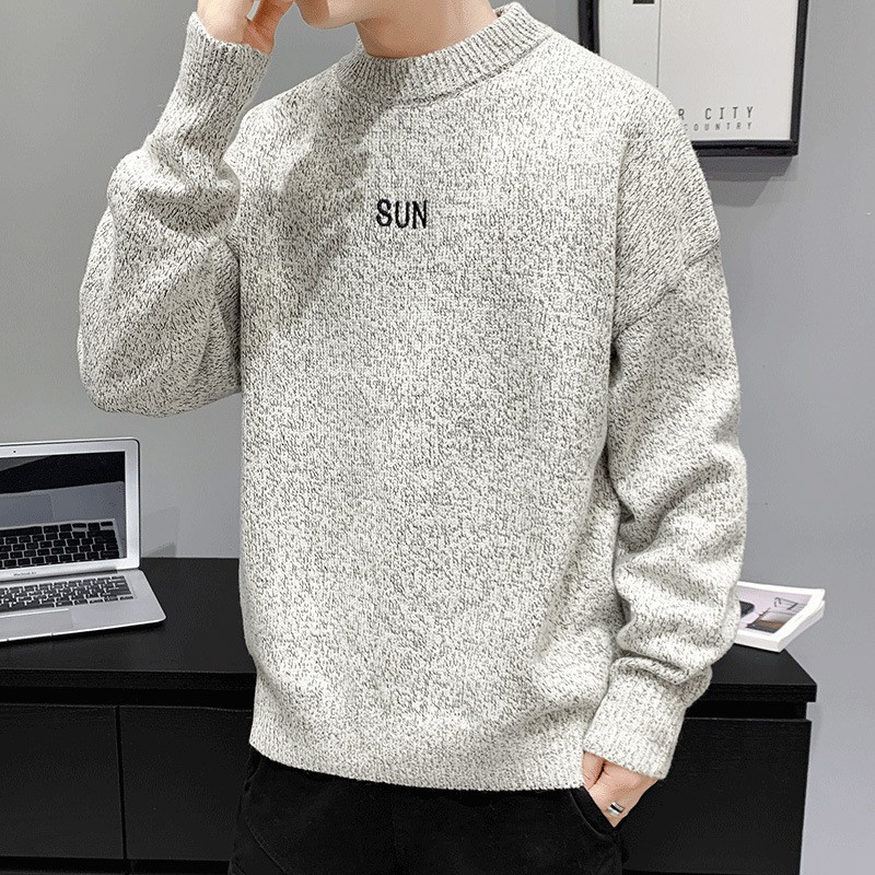 Áo Khoác Sweater Dệt Kim Dày Dáng Rộng Cổ Cao Kiểu Hàn Quốc Thời Trang Thu Đông Cho Nam