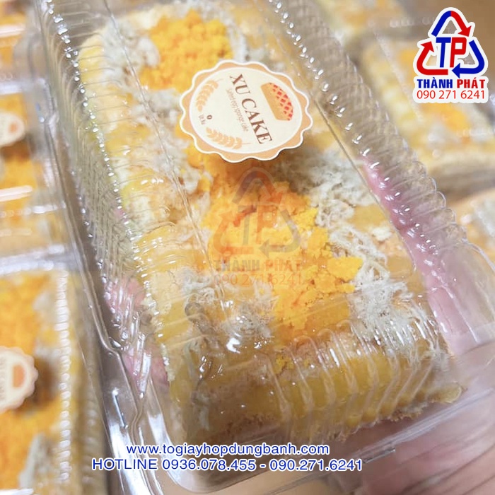 100 Hộp nhựa H04 đựng bánh cuộn 16cm, đựng bánh mì tan chảy, bánh mì chà bông