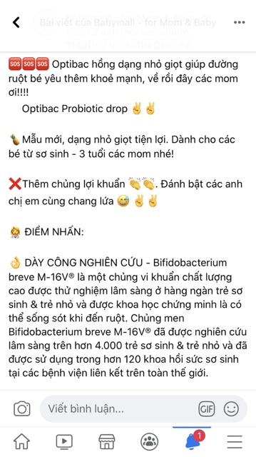 Optibac Hồng dạng giọt Drops