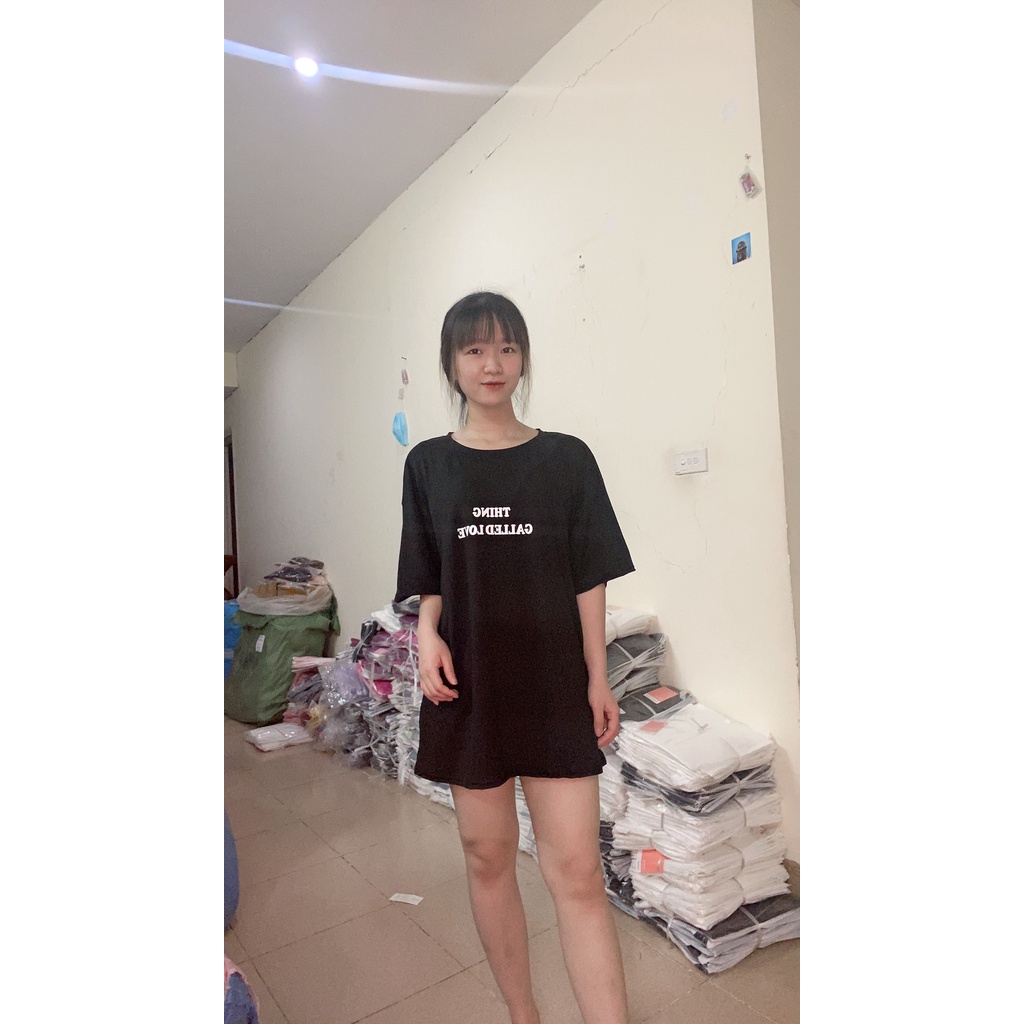 Áo phông nữ form rộng tay lỡ unisex co giãn chất cotton mềm mát in chữ đơn giản hàng Quảng châu Mely Fashion AP01