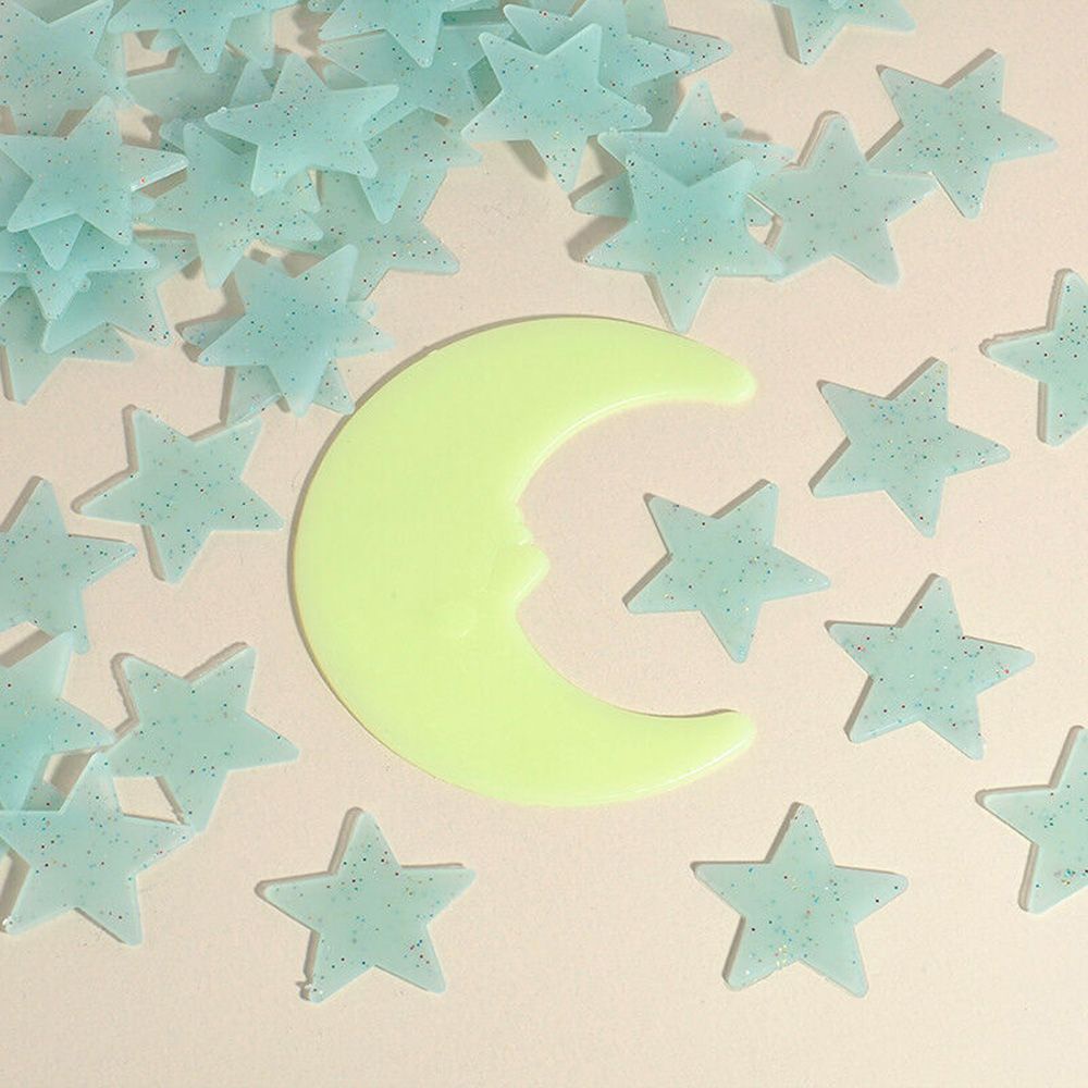 YIYU Miếng Dán Tường Dạ Quang Hình Mặt Trăng / Ngôi Sao Nhiều Màu Trang Trí Phòng Ngủ Diy