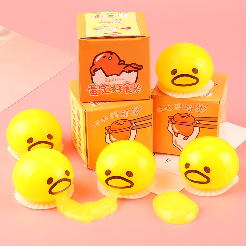 Đồ chơi Trứng Biến Thái Màu Vàng Hút Nhả Slime Ngộ Nghĩnh Chơi Vui Xả Stress Hiệu Quả Gudetama Squishy Mochi