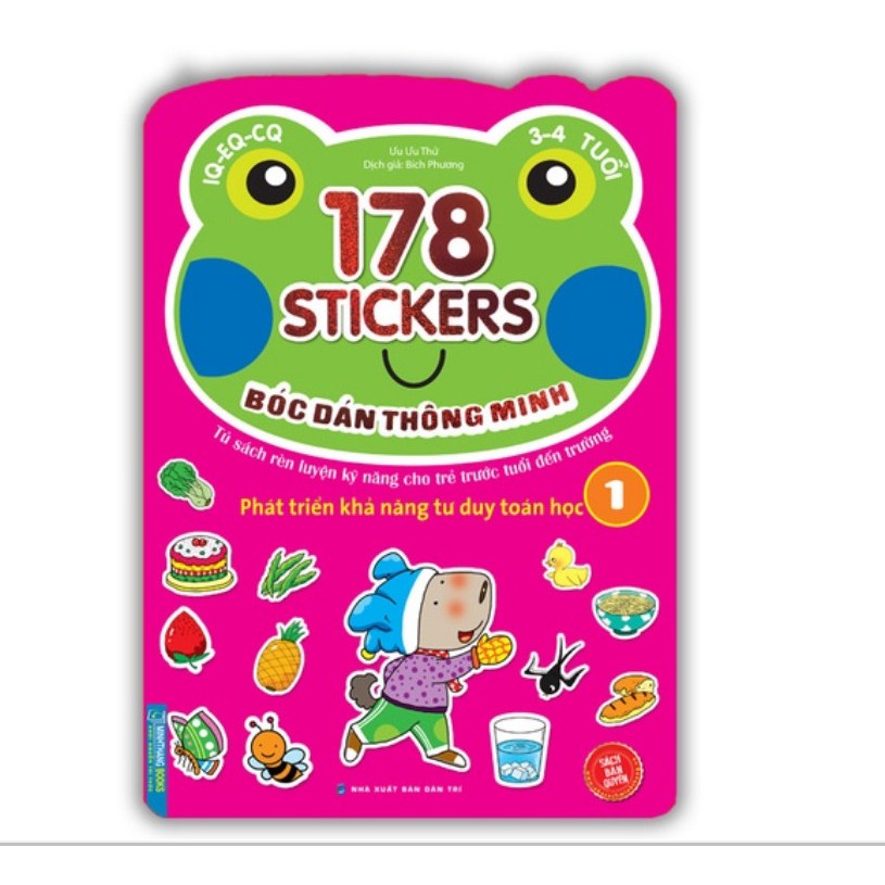 Sách MT - Bóc dán hình thông minh phát triển khả năng tư duy toán học IQ EQ CQ (3-4 tuổi) - 178 sticker (quyển 1)