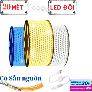 DÂY ĐÈN TRANG TRÍ LED ĐÔI 2835 HẮT TRẦN THẠCH CAO, QUẤN CÂY 1 MÀU - 20 mét TẶNG KÈM NGUỒN
