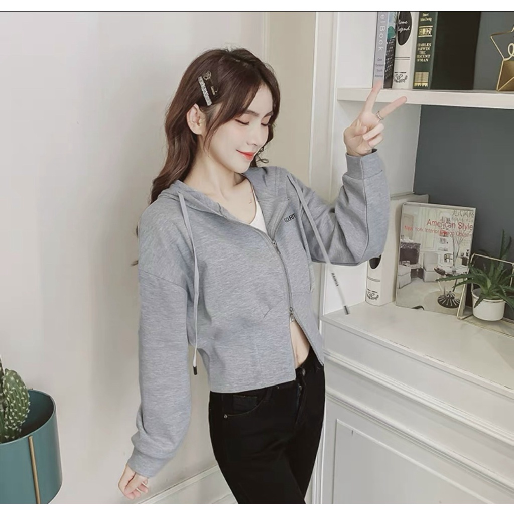 Áo Khoác Nữ Croptop Chất Thun Nỉ Ngoại Có Bo Thun Nón Trùm Đầu Không Nhăn Không Xù Kiểu Dáng Mới Lạ Mặc Đẹp [NEW UNISEX]