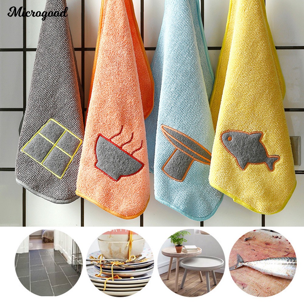 🍜Thick Bowl Fish Kitchen Dish Cleaning Water Drying Hanging Hand Towel