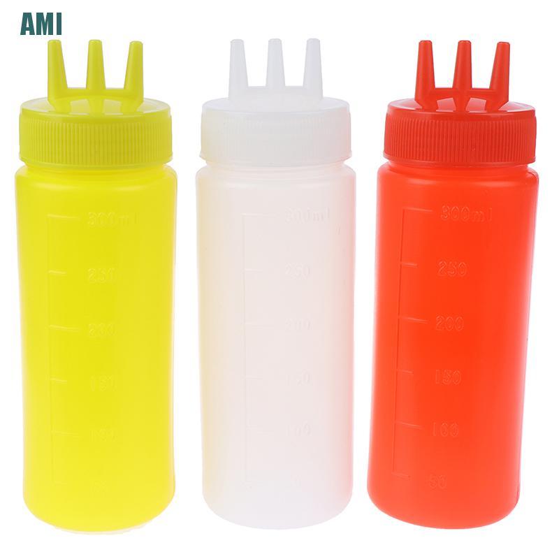 (Hàng Mới Về) Chai Nhựa Đựng Tương / Nước Sốt 3 Lỗ Tiện Dụng