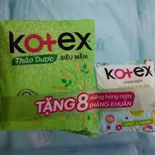 Băng vệ sinh Kotex thảo dược cool có cánh tặng 2miếng  đêm cool 29cm