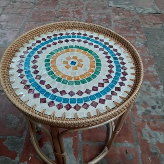 bàn trà mây tre đan