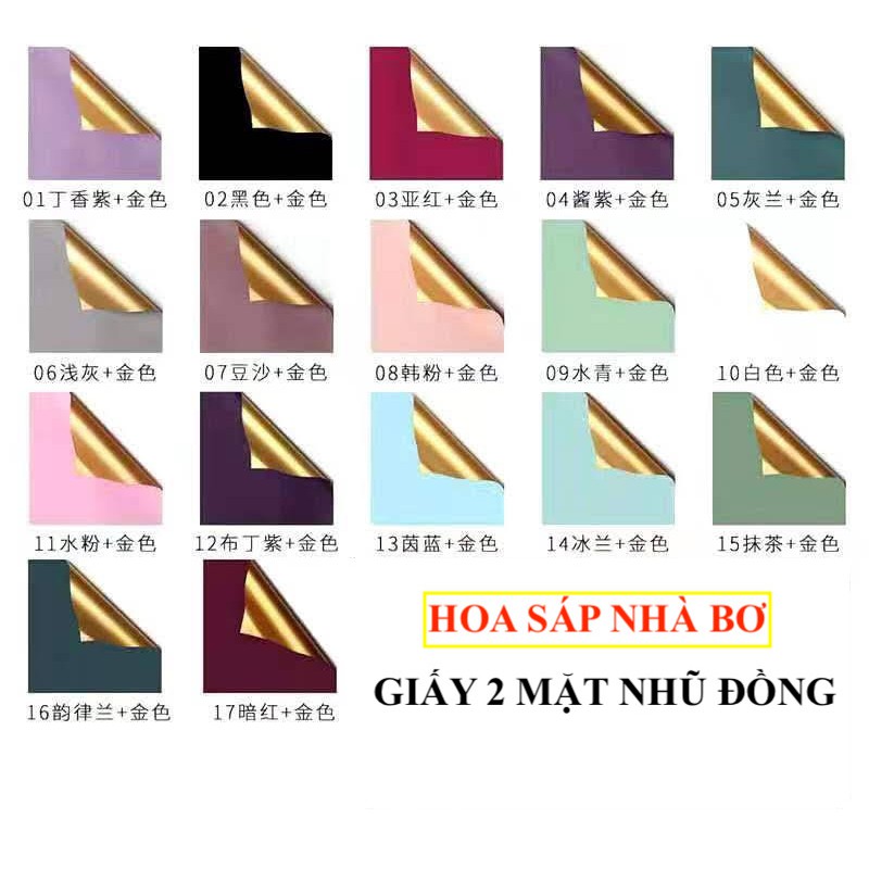 Giấy gói hoa 2 mặt màu vàng nhũ đồng giá rẻ, giá xưởng, 20 tờ chuẩn đẹp, dày, không thấm - Hoa Sáp Nhà Bơ