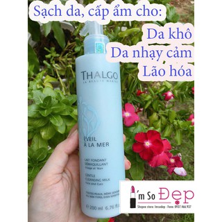 Sữa rửa mặt tẩy trang Gentle Cleansing Milk Thalgo Pháp da khô, nhạy cảm, lão hóa