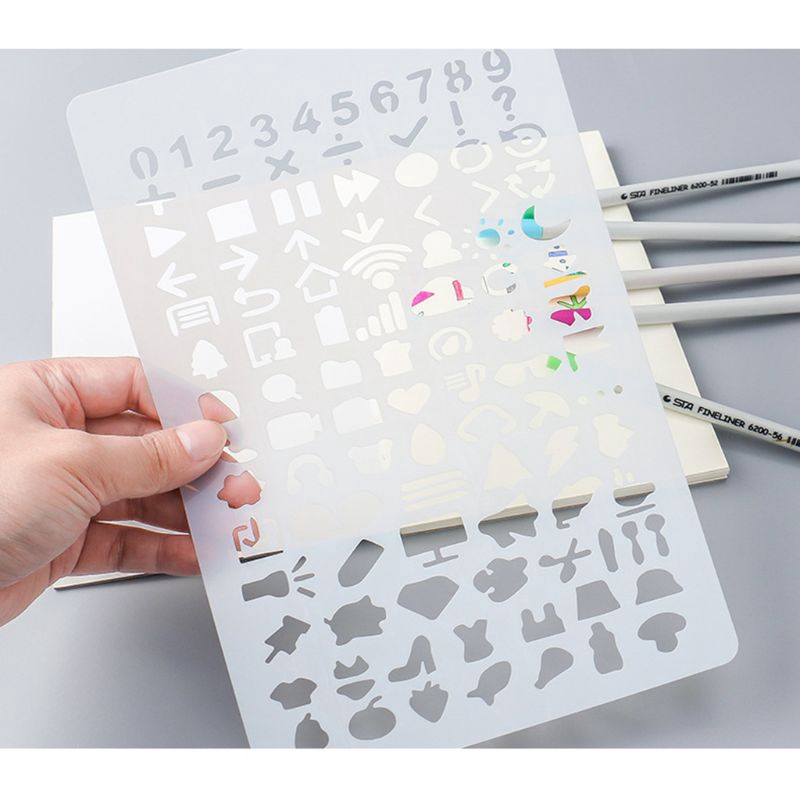 Bộ 20 khuôn vẽ hình chữ cái và số làm sổ lưu niệm DIY