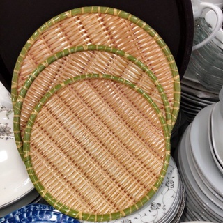 Combo 3 đĩa phíp nhựa giả mây giả mẹt tre size 30cm - sang - bền - đẹp - n129