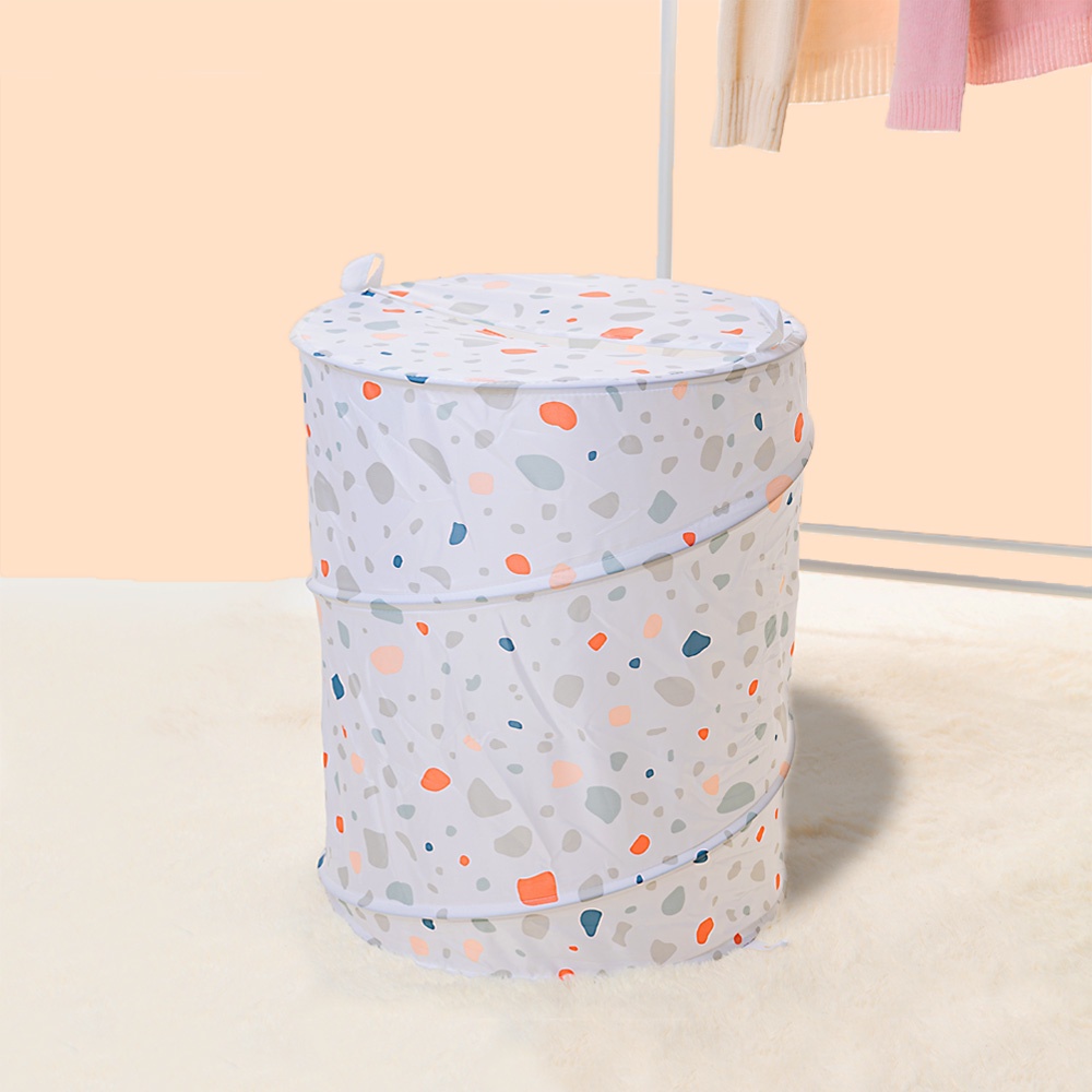 Homebase MOYA Giỏ để đồ giặt hình tròn RL-ACS21094 bằng Polyester 55X42X42CM họa tiết đồ họa