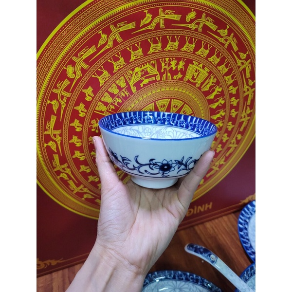 Đĩa -Bát họa tiết cổ xanh  Gốm sứ bát tràng cao cấp,dày dặn dùng được lò vi sóng