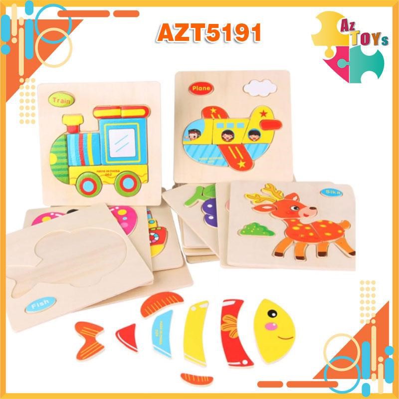 Tranh Ghép Hình 3D Montessori Bằng Gỗ Nhiều Chủ Đề Cho Bé, Đồ Chơi Xếp Hình – AZT5191