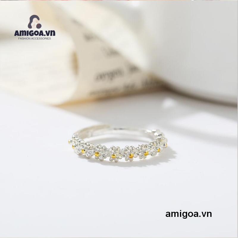 ✨✨Nhẫn Đeo Tay Họa Tiết Tranh Sơn Dầu Hình Hoa Cúc Dễ Thương Bắt Mắt
