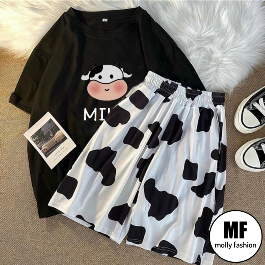 Set đồ bộ hoạt hình ❤️ Bộ mặc nhà Cartoon BÒ SỮA MILK Freesize Unisex nam nữ Molly Fashion