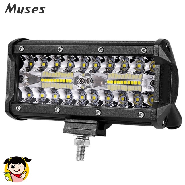 Muse07 7inch 200W LED Work Light Bar Flood Spot Beam Offroad 4WD SUV Driving Lamp