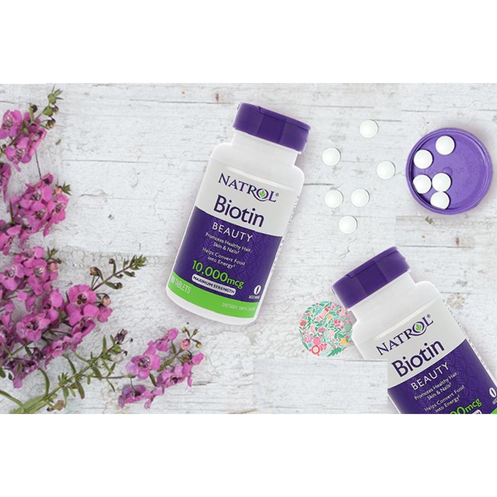 [TPCN]Viên Uống Kích Thích Mọc Tóc BIOTIN NATROL 10,000mcg 100 viên