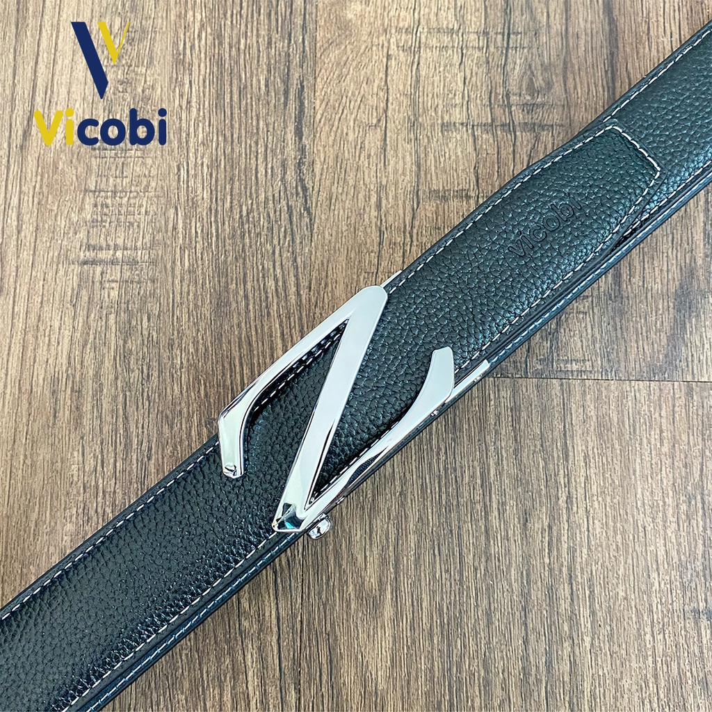 Thắt lưng Nam Da Bò khóa tự động chữ Z Vicobi ZBV , Dây lưng 3,5cm mặt khóa BẠC hợp kim, made in VietNam