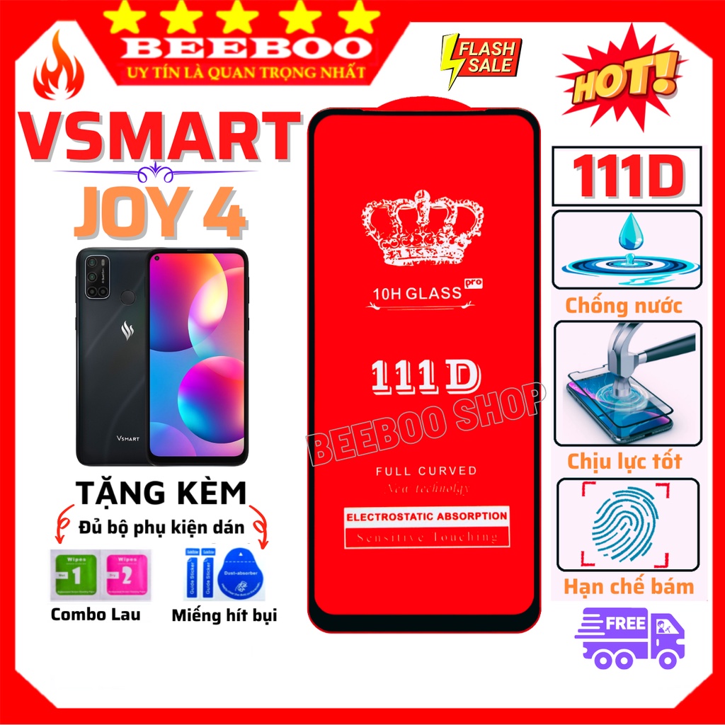 Kính cường lực Vsmart Joy 4 - Full màn hình 111D - Độ cứng 10H  [Freeship 50k]