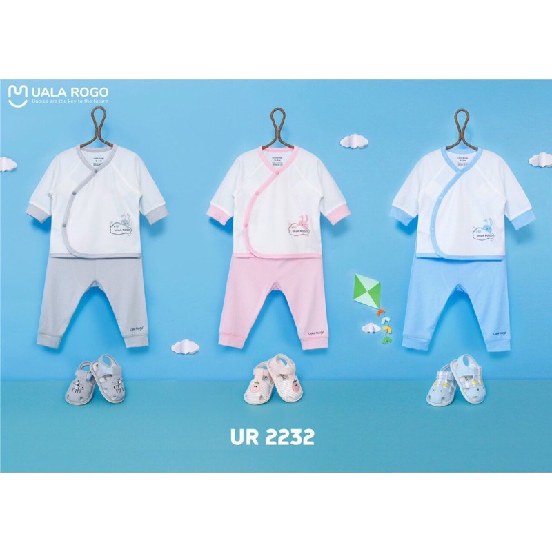 Bộ Sơ Sinh Cài Chéo In Hình UALAROGO Chất Liệu Petit