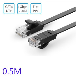"chính hãng" cáp mạng đúc sẵn, bấm sẵn cat6 0.5m ugreen ug-11234 tốc độ gigabit dẹt mỏng màu đen