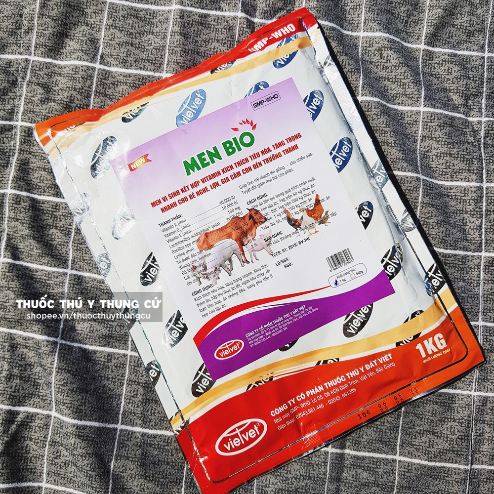 MEN BIO 1KG - Men tiêu hóa tăng trọng nhanh gia súc, gia cầm