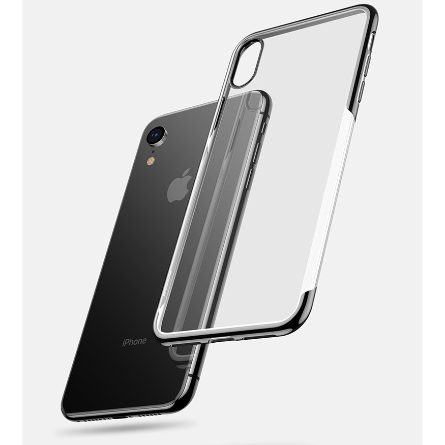 Ốp dẻo trong suốt viền màu các dòng IPhone X/XS | IPhone XS Max - Ốp lung kính dẻo trong Baseus Shining Case