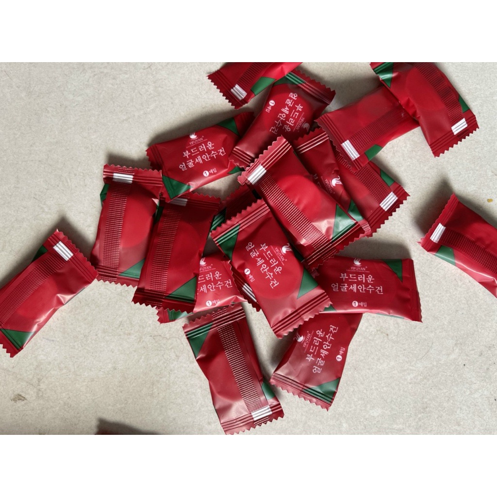 KHĂN GIẤY NÉN Hình Viên Kẹo đỏ Du Lịch Tiện Lợi