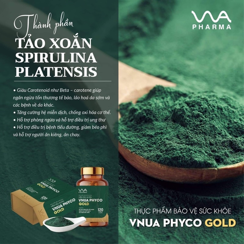 Viên tảo xoắn VNUA PHYCO GOLD - VNUA PHARMA hộp 120 viên